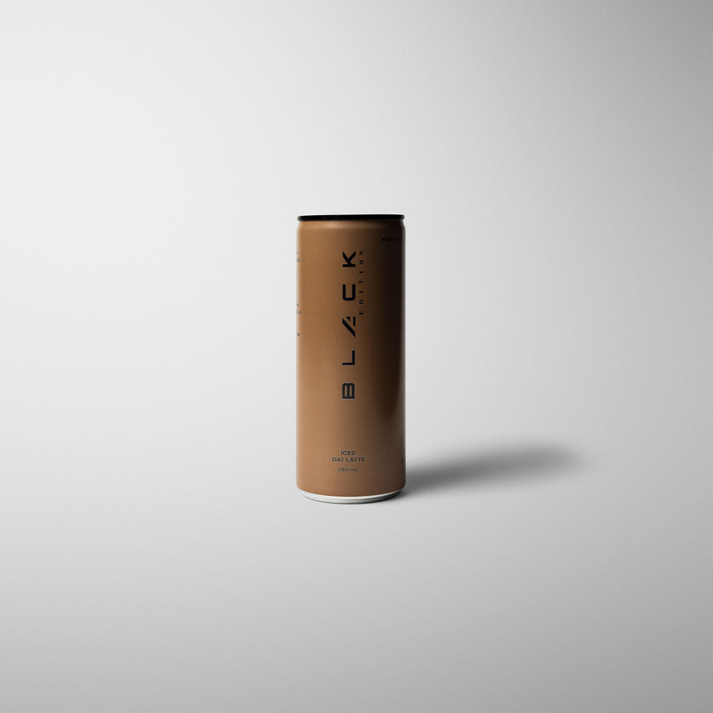 The Black Edition Iced Oat Latte 240mL can, Australian iced coffee, Coffee Bean can